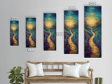 Golden Pathway, landscape painting, sunset painting, nature wall art, panoramic painting, scenic artwork, fall painting, Canvas Print