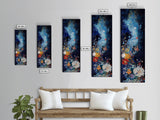 Starry Floral, botanical prints, wildflower painting, floral artwork, whimsical art, colorful nature painting, moody art