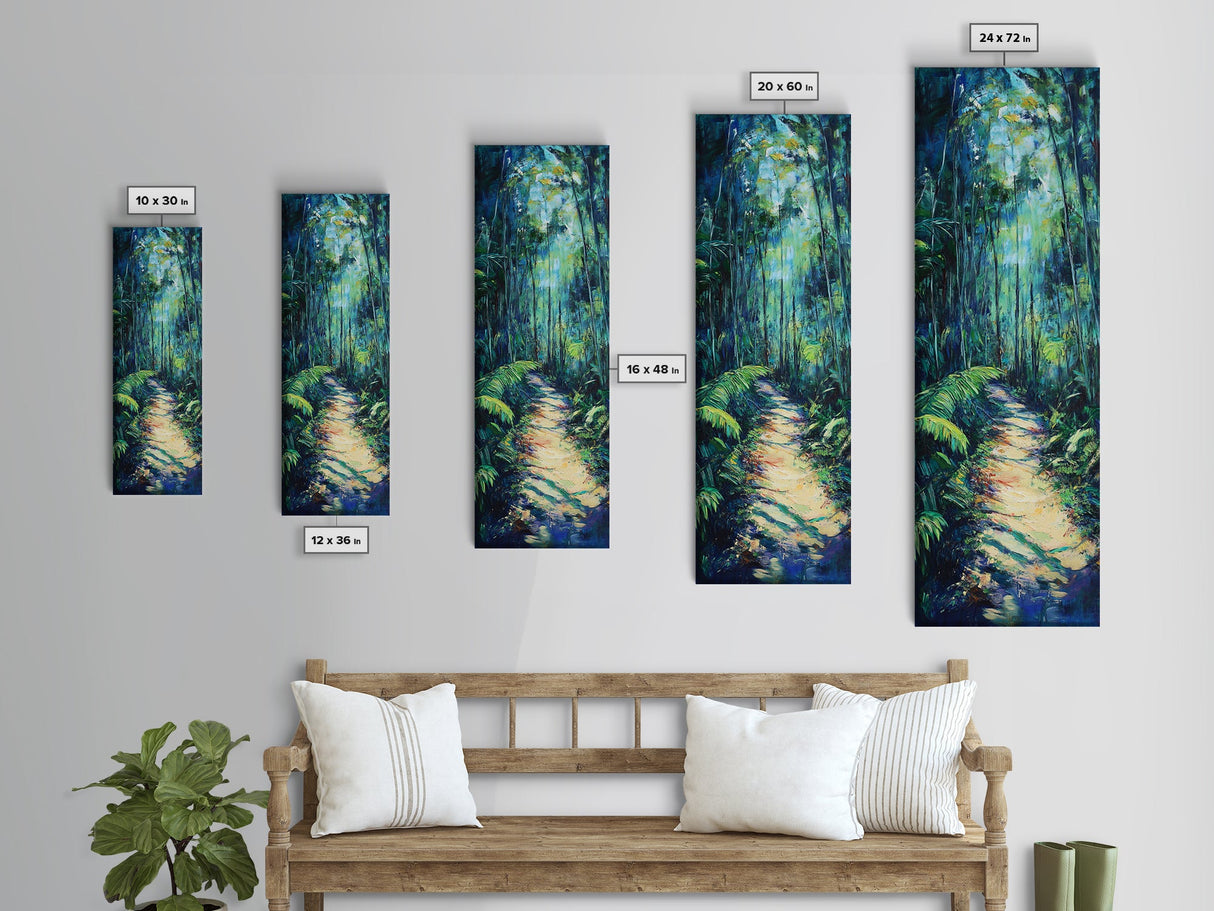 Jungle Pathway, Forest Painting, Moody Art, Botanical Prints, Nature Wall Art, Above Sofa Art, Tall Narrow Art, Canvas Print