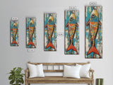 Koi fish painting, colorful fish art, nautical decor, rustic art, coastal cowgirl wall art, tall narrow art, canvas print
