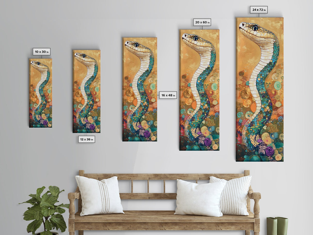Serpent Art, Mosaic Wall Art, Wild Nature Art, Geometric Wall Art, Boho Art, Living Room Art, Unique Gift Idea, Canvas Print
