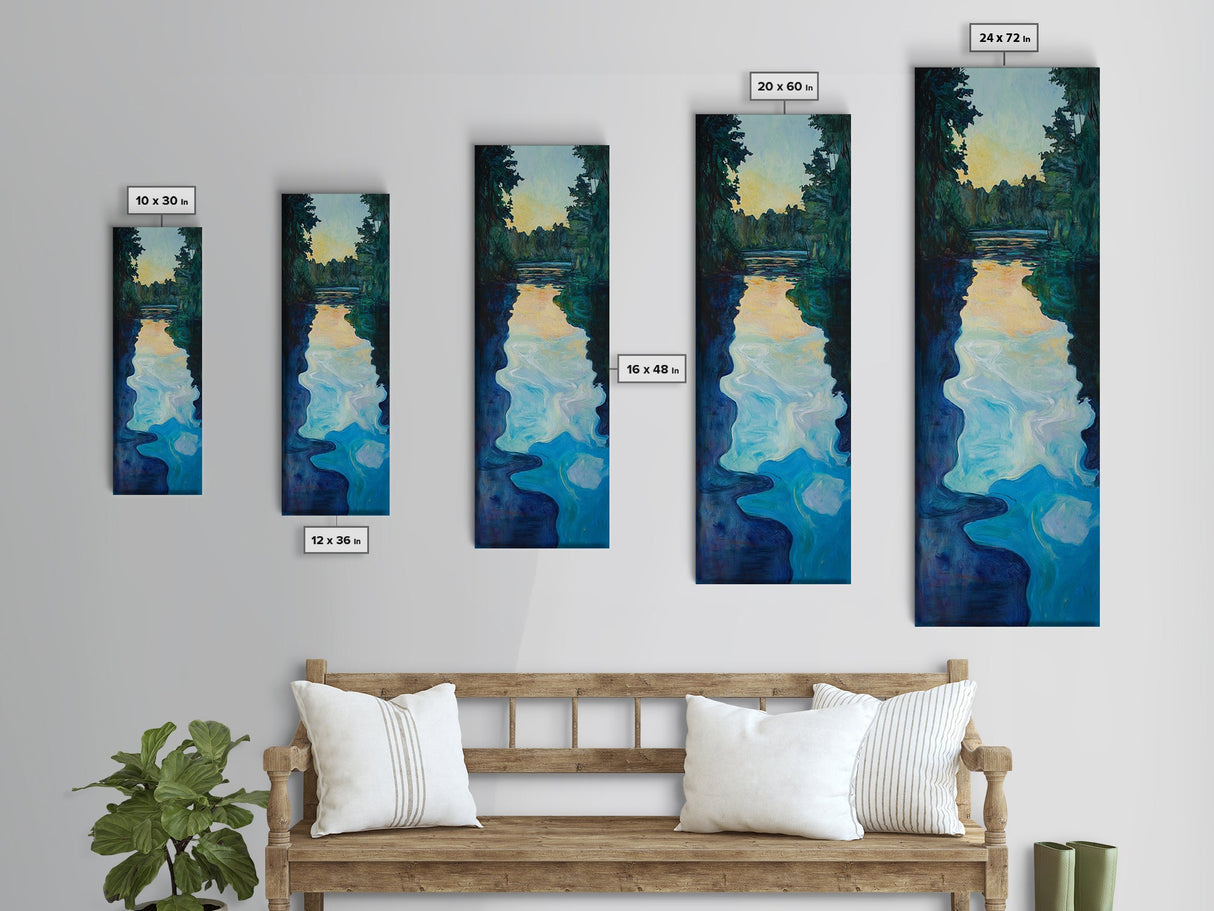 Sunset Reflection, lake Tahoe art, moody art, landscape painting, framed canvas print, vertical wall art, bedroom art