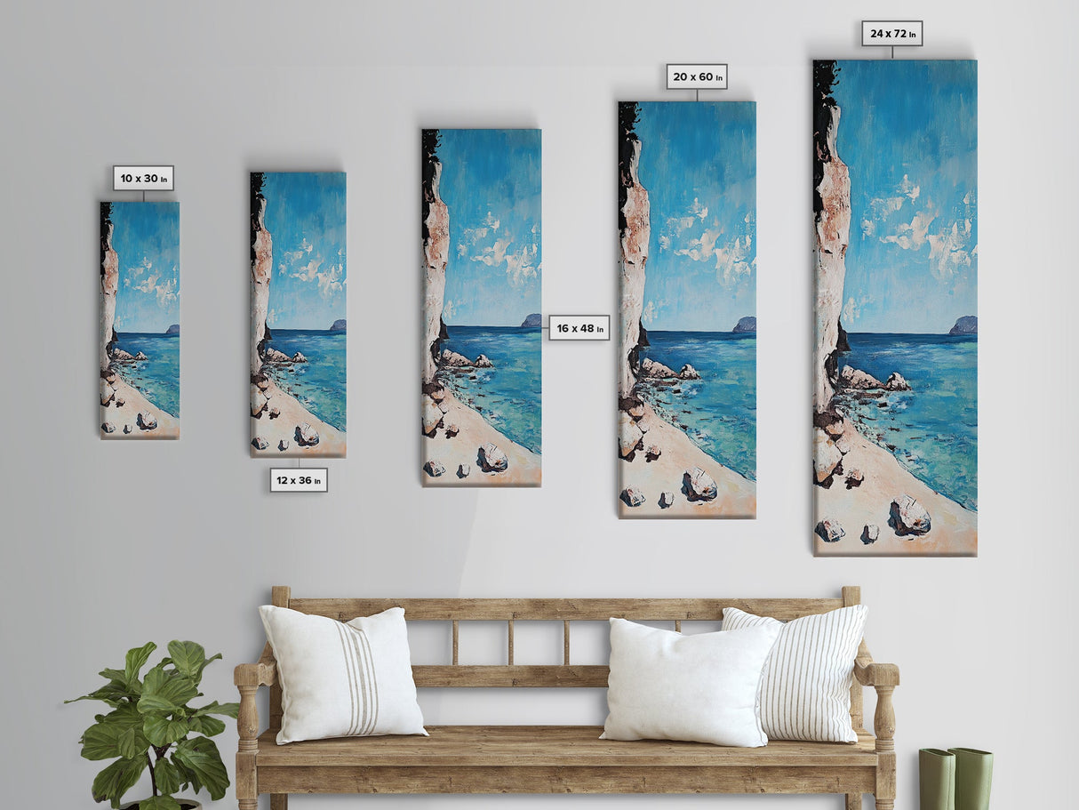 Seaside Cliff, painting morro bay, coastal wall art, framed canvas print, blue and green wall art, landscape painting, boho art