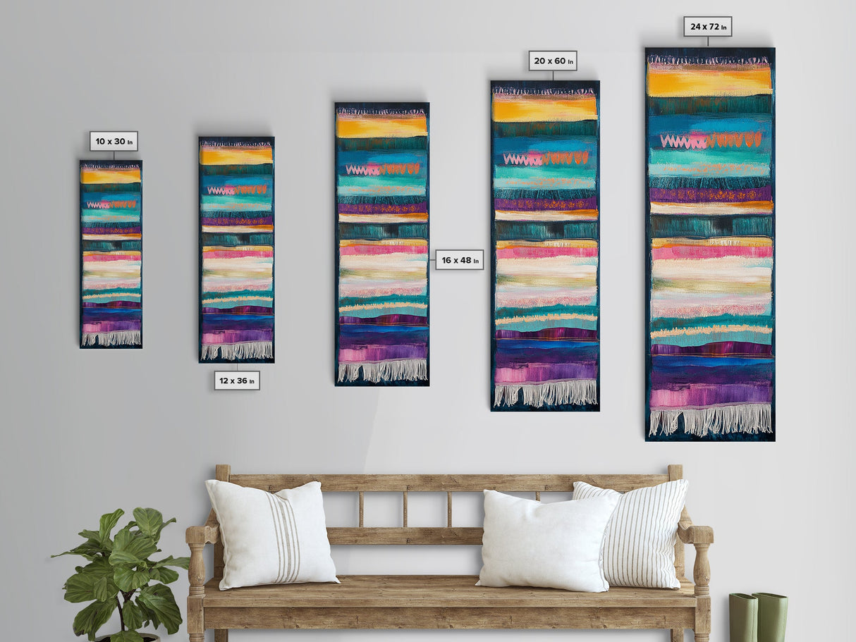 Textile Abstract, Colorful Patterns, Woven Design, Framed Canvas Print, Moroccan wall art, geometric wall art, boho art, vibrant art