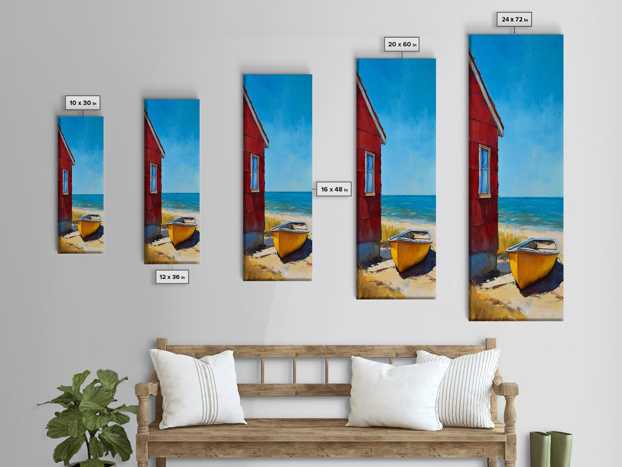 Beach house, Nantucket painting, coastal landscape art, framed canvas print, nautical decor, seascape painting, farmhouse art