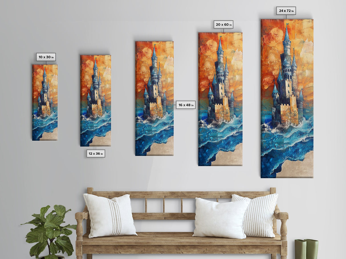 Fantasy Castle, dark romance painting, moody art, fairy tale art, framed canvas print, gothic decor, above bed wall art, boho art