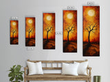 Sunset Tree, moody art, wabi sabi art, pine tree art, autumn painting, framed canvas print, dark romance painting