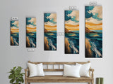 Ocean waves, coastal painting, nautical decor, surf wall art, abstract seascape painting, horizontal wall art, canvas print