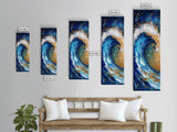 Ocean Wave, coastal decor, nautical painting, seascape painting, blue and green wall art, extra wide art, Canvas Print