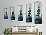 Zen Stones, minimalist art, zen wall art, wabi sabi art, sage green wall art, extra wide art, tall narrow art, Canvas Print, boho art