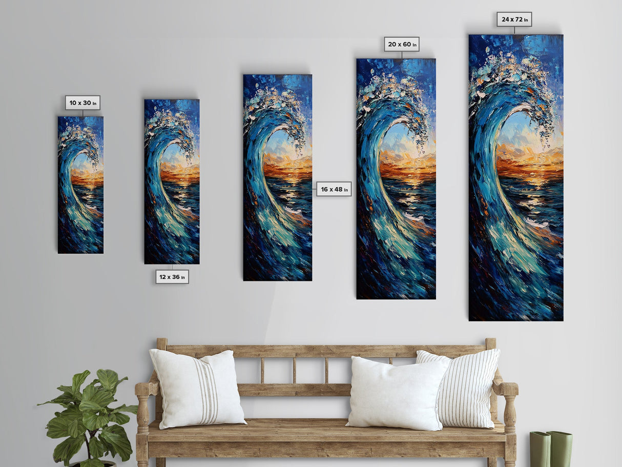 Ocean Wave, Seascape Art, Canvas Print, Nautical Decor, Coastal Painting, Blue and Green Wall Art, Surf Inspired Art