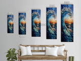 Ocean Wave, Seascape Art, Canvas Print, Nautical Decor, Coastal Painting, Blue and Green Wall Art, Surf Inspired Art