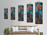 Vibrant Flower, botanical prints, pink orange wall art, boho art, whimsical art, tall narrow art, framed canvas print