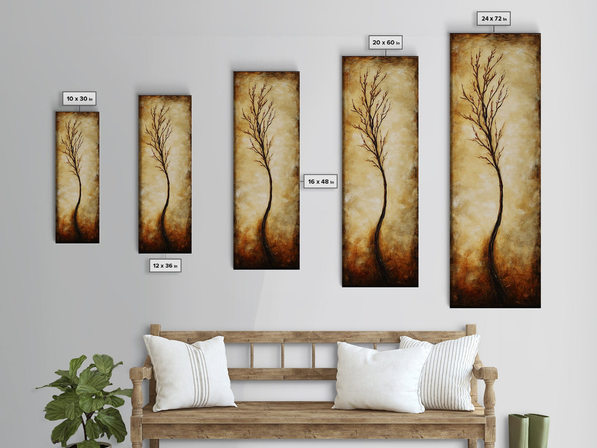 Minimalist Tree, birch tree painting, rustic wall art, farmhouse art, wabi sabi wall art, framed canvas print, vertical wall art