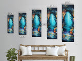 Underwater Cave, ocean painting, nautical wall art, coastal painting, seascape painting, framed canvas print, vertical wall art