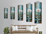White Lotus, zen wall art, botanical prints, yoga art, teal wall art, sacred geometry wall art, framed canvas print, minimalist art