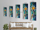 Abstract Star, Agave Painting, Mosaic Wall Art, Sacred Geometry Wall Art, Modern Botanical Prints, Canvas Print, Tall Narrow Art