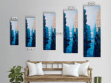 Canyon River View, landscape painting, blue and green wall art, nature lover gift, wabi sabi art, framed canvas print, vertical wall art