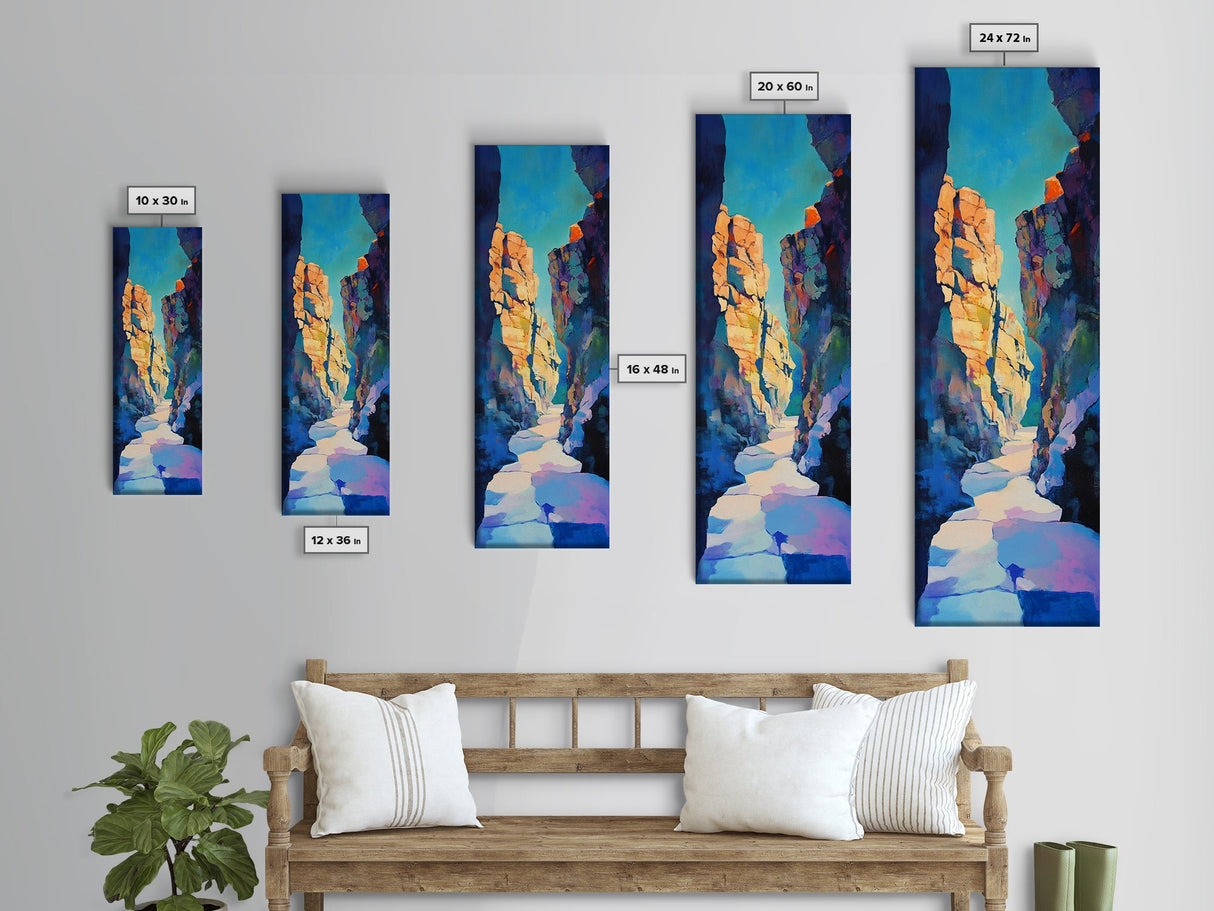 Rocky Canyon, desert landscape, southwest wall art, Joshua tree art, moody art, framed canvas print, extra wide art, vertical wall art