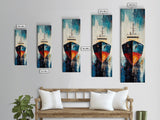 Fishing Boat Docked, nautical painting, maritime wall art, coastal cowgirl wall art, fishing decor, framed canvas print, vertical wall art