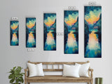 Moody Landscape Art, Sunset Painting, Smoky Mountain Art, Rustic Wall Art, Blue and Green Wall Art, Framed Canvas Print, Gift Idea