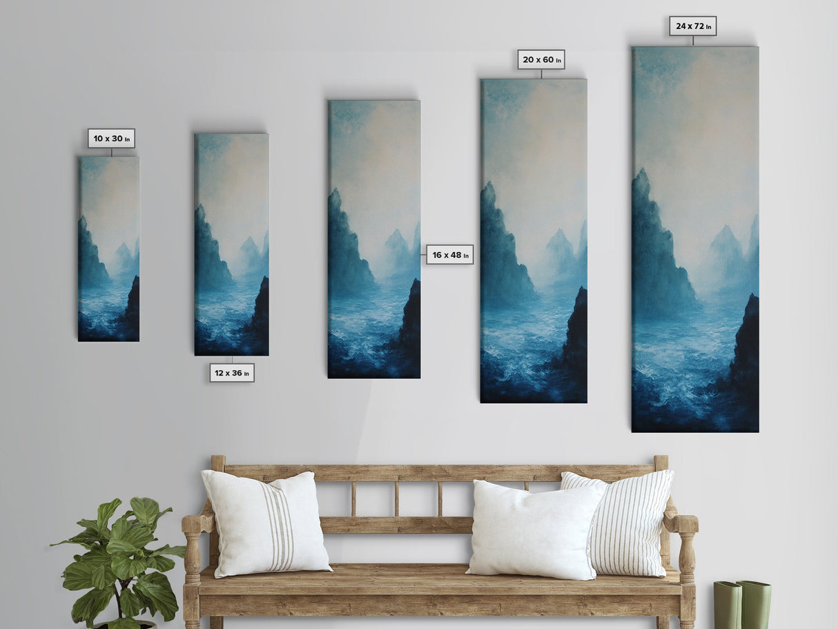 Misty Seascape, Nautical Wall Art, Moody Art, Coastal Decor, Landscape Painting, Canvas Print, Above Bed Wall Art, Gift Idea