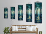 Forest Path, pine tree art, wabi sabi wall art, rustic decor, landscape painting, tall narrow art, green wall art, canvas print