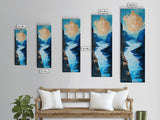 River, Canyon, Canvas Print, blue and green wall art, landscape painting, horizon painting gray white, nature art, above couch art, gift idea