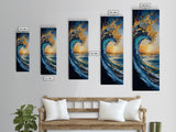 Ocean Wave Art, Surf Wall Art, Coastal Decor, Framed Canvas Print, Nautical Painting, Moody Art, Extra Wide Art, Seascape Painting