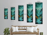 Dark Moody Landscape, Mountain Painting, Forest at Dusk Painting, Framed Canvas Print, Rustic Wall Art, Vertical Wall Art