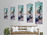 Windblown Tree, Joshua tree art, southwest wall art, rustic decor, landscape painting, framed canvas print, tall skinny art