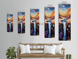 Surreal Waterfall, wabi sabi art, zen wall art, fantasy landscape, blue and green wall art, framed canvas print, panoramic art