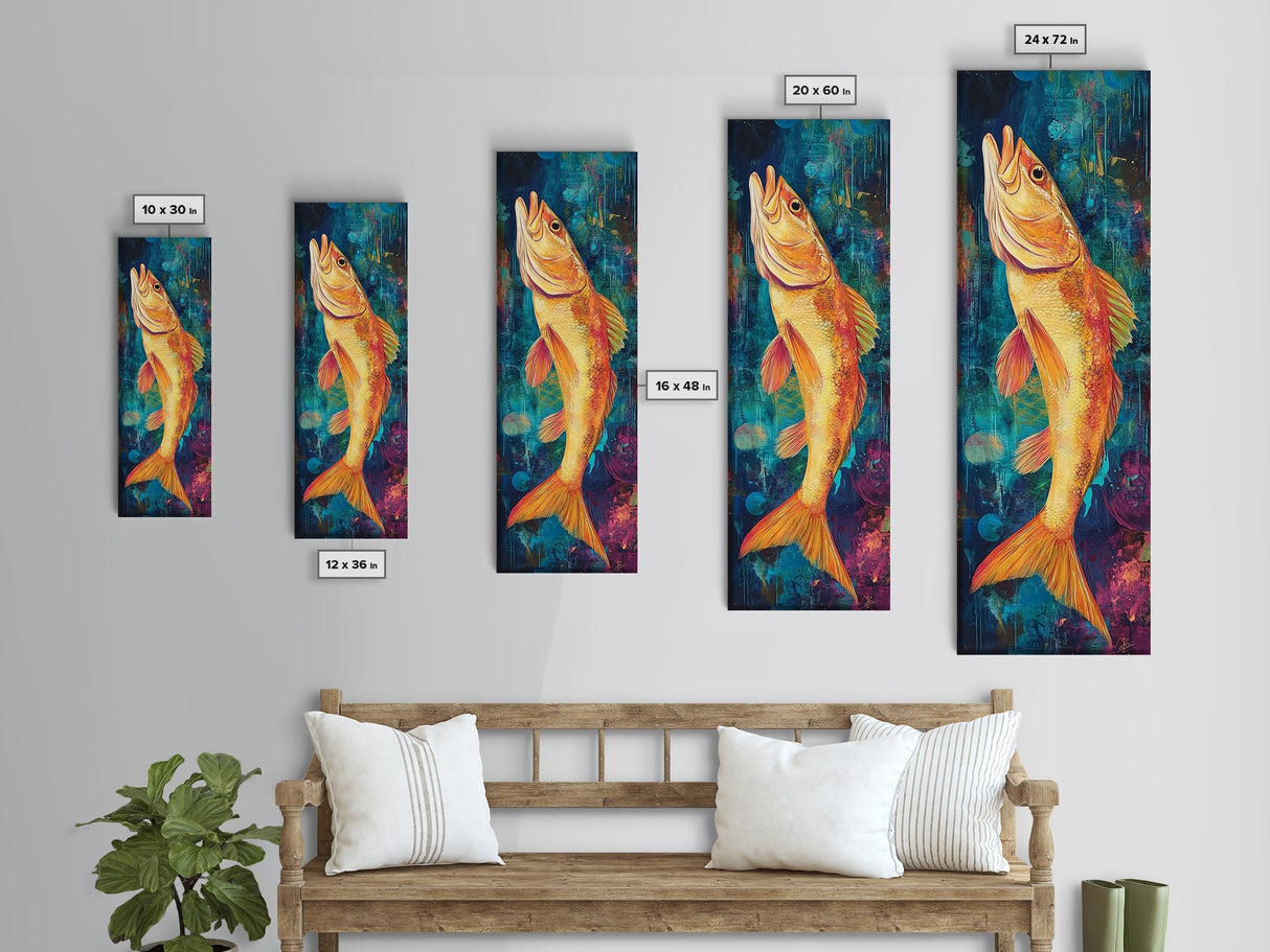 Vibrant, Fish Painting, Framed Canvas Print, koi fish painting, nautical painting, fly fishing art, coastal wall art, rustic decor, unique gift idea
