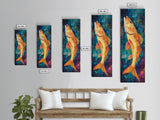 Vibrant, Fish Painting, Framed Canvas Print, koi fish painting, nautical painting, fly fishing art, coastal wall art, rustic decor, unique gift idea