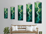 Emerald River, sage green wall art, framed canvas print, minimalist art, extra wide art, rustic decor, long narrow art