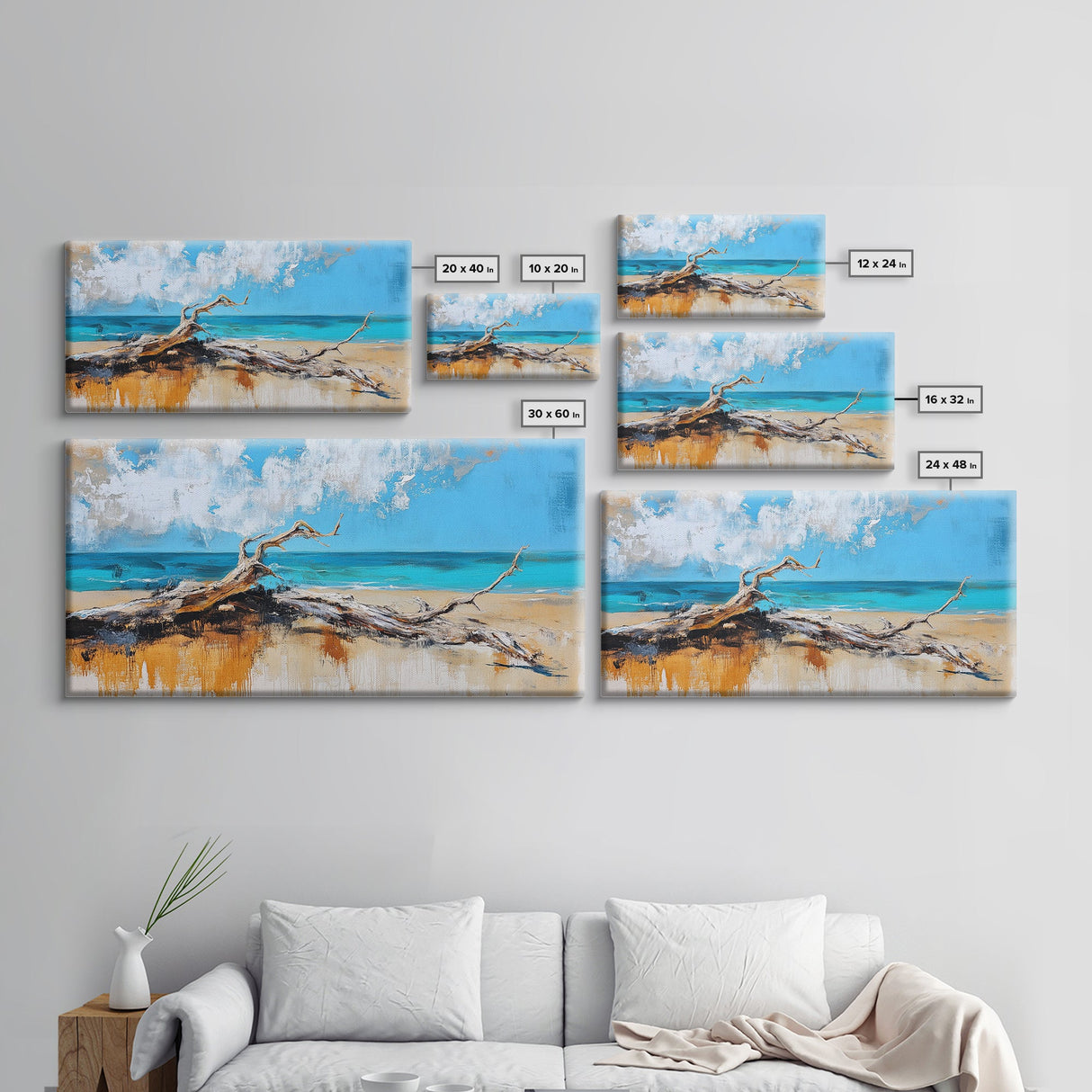 Seaside Driftwood, Nautical Wall Art, Rustic Decor, Coastal Wall Art, Beach House Art, Extra Wide Art, Canvas Print, Horizontal Wall Art