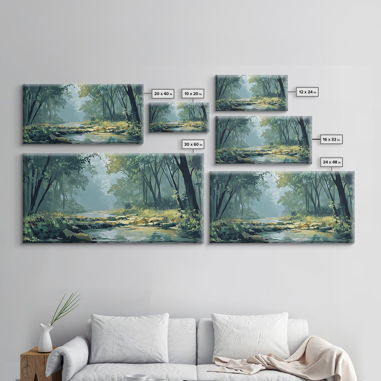 Misty Forest, Moody Art, Therapy Art, Joshua Tree Art, Landscape Painting, Wabi Sabi Wall Art, Nature Art, Framed Canvas Print