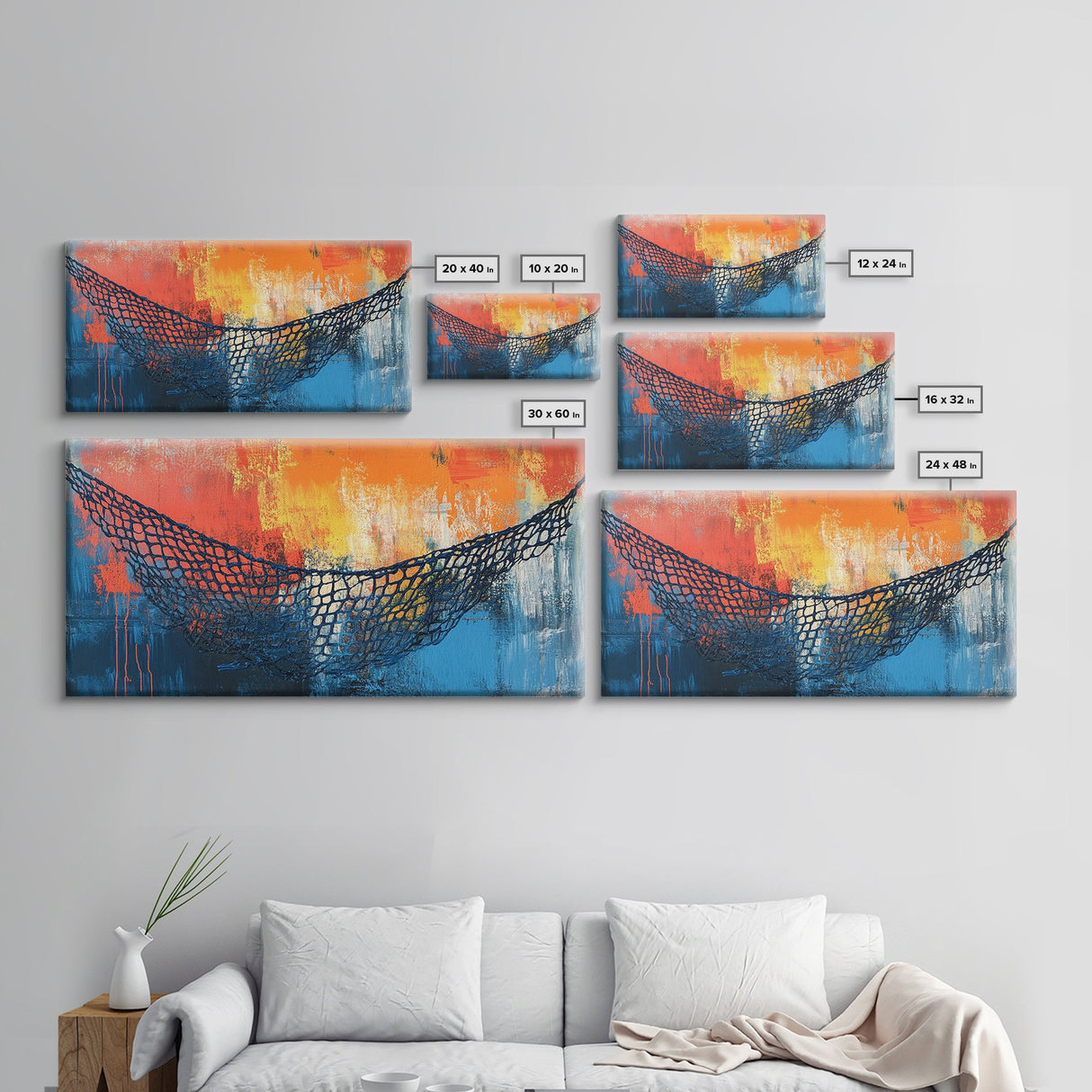 Fisherman’s Net, nautical decor, textured art, abstract painting, ocean painting, southwest wall art, Canvas Print, coastal painting