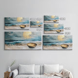 Golden Moon, coastal decor, ocean painting, nautical painting, seascape painting, framed canvas print, extra wide art