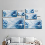 Arctic Reflections, Canvas Print, landscape painting, nautical painting, blue and green wall art, extra wide art, minimalist art