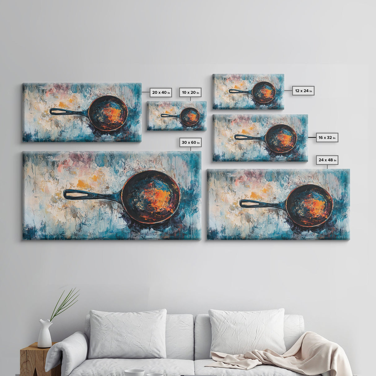 Rustic Cast Iron, Canvas Print, food review kitchen art, farmhouse art, rustic wall art, wabi sabi wall art, extra wide art