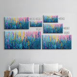 Abstract Seaweed, Framed Canvas Print, ocean art, botanical prints, teal wall art, pink abstract art, extra wide art, coastal decor
