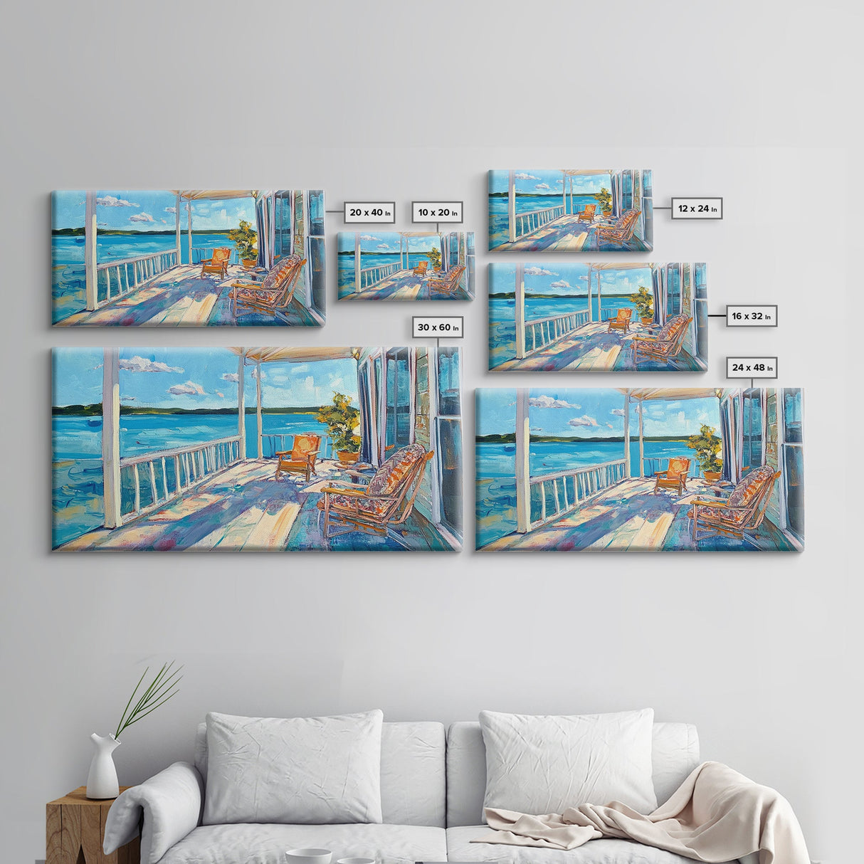 Lake House Art, Coastal Landscape Art, Nautical Decor, Rustic Wall Art, Framed Canvas Print, Living Room Art, Above Sofa Art