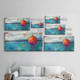 Nautical Buoy Painting, coastal wall art, blue and green wall art, nautical decor, ocean painting, framed canvas print, rustic decor