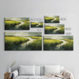 Marshland Landscape Art, nature painting, green wall art, botanical prints, landscape painting, framed canvas print, rustic decor