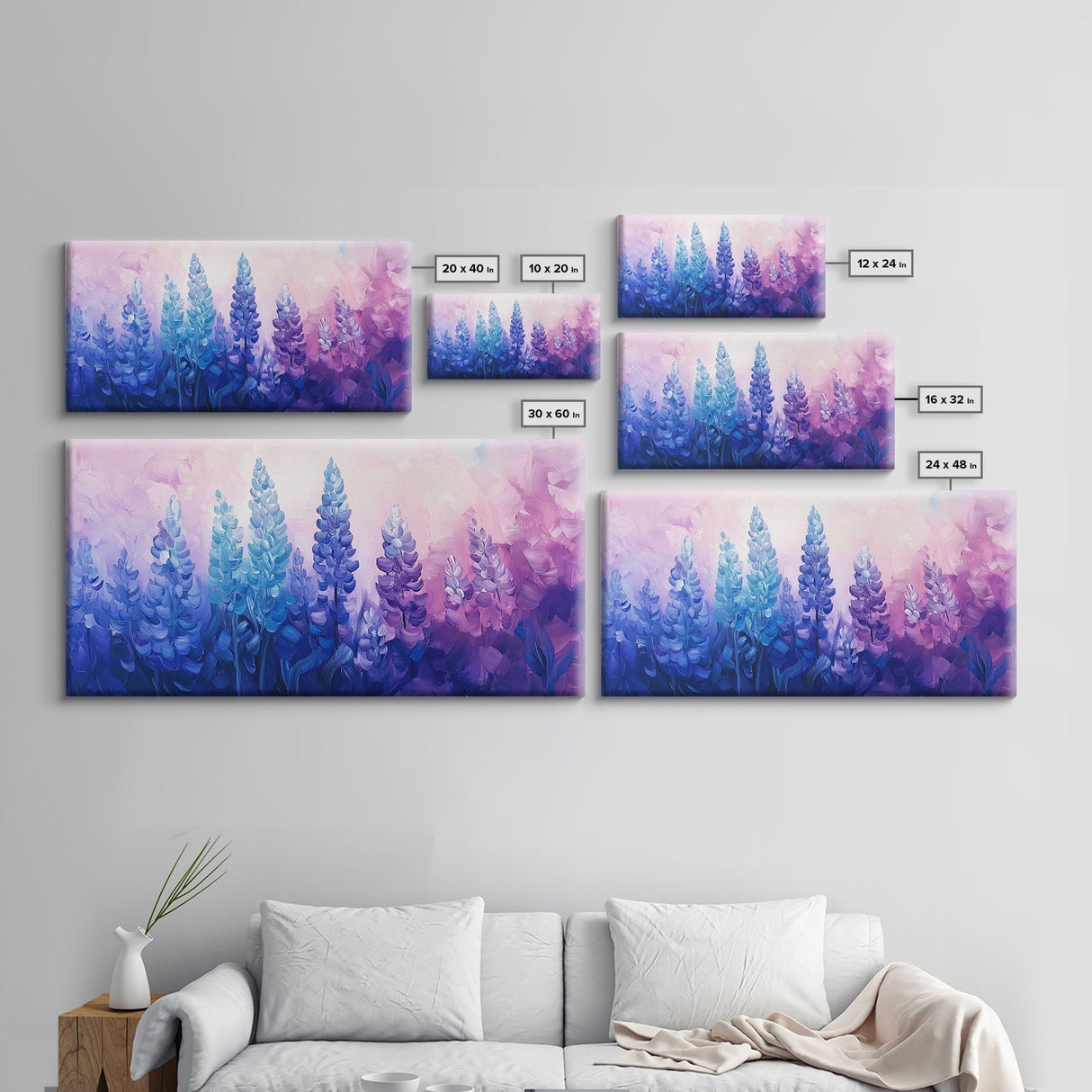 Purple Wildflower Painting, botanical prints, wildflower painting, pink abstract art, floral wall art, framed canvas print, pink art