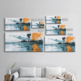 Palm Reflection, tropical coastal art, framed canvas print, coastal cowgirl wall art, panoramic painting, modern abstract art