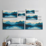 Moody Mountains, Blue Landscape, Panoramic Art, Canvas Print, Smoky Mountain Art, Extra Wide Art, Minimalist Art, Above Sofa Art