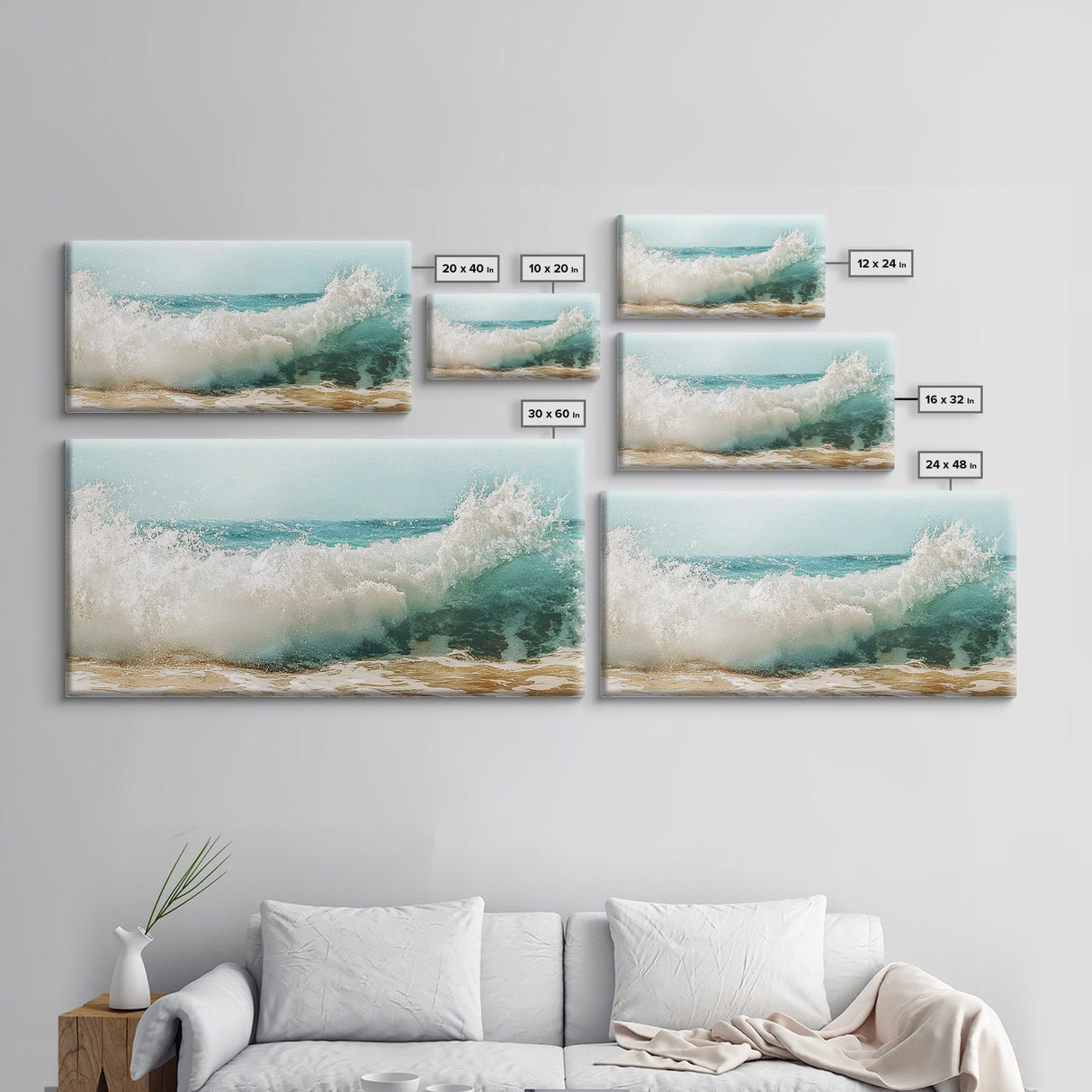Ocean Wave, Beach Splash, Panoramic Art, Framed Canvas Print, Surf Wall Art, Nautical Decor, Coastal Wall Art, Extra Wide Art