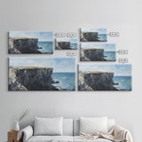 Ireland cliffs, coastal decor, ocean waves, Ireland painting, nautical wall art, framed canvas print, extra wide art, landscape painting